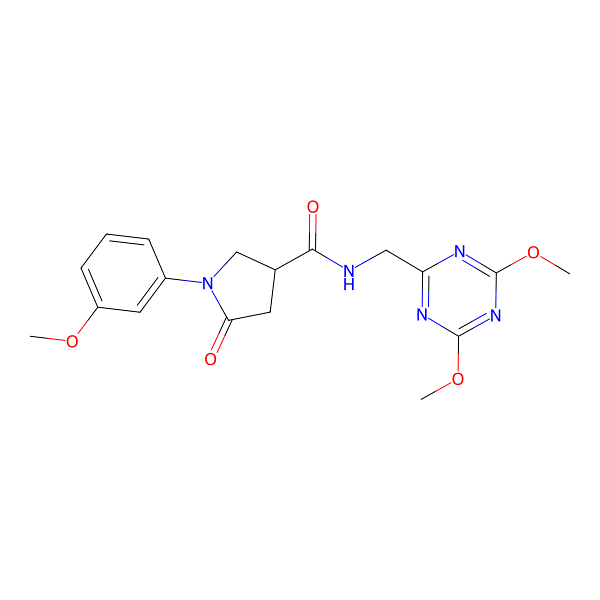 N-[(4,6-dimethoxy-1,3,5-triazin-2-yl)methyl]-1-(3-methoxyphenyl)-5-oxopyrrolidine-3-carboxamide molecular structure, CAS 2034411-13-5