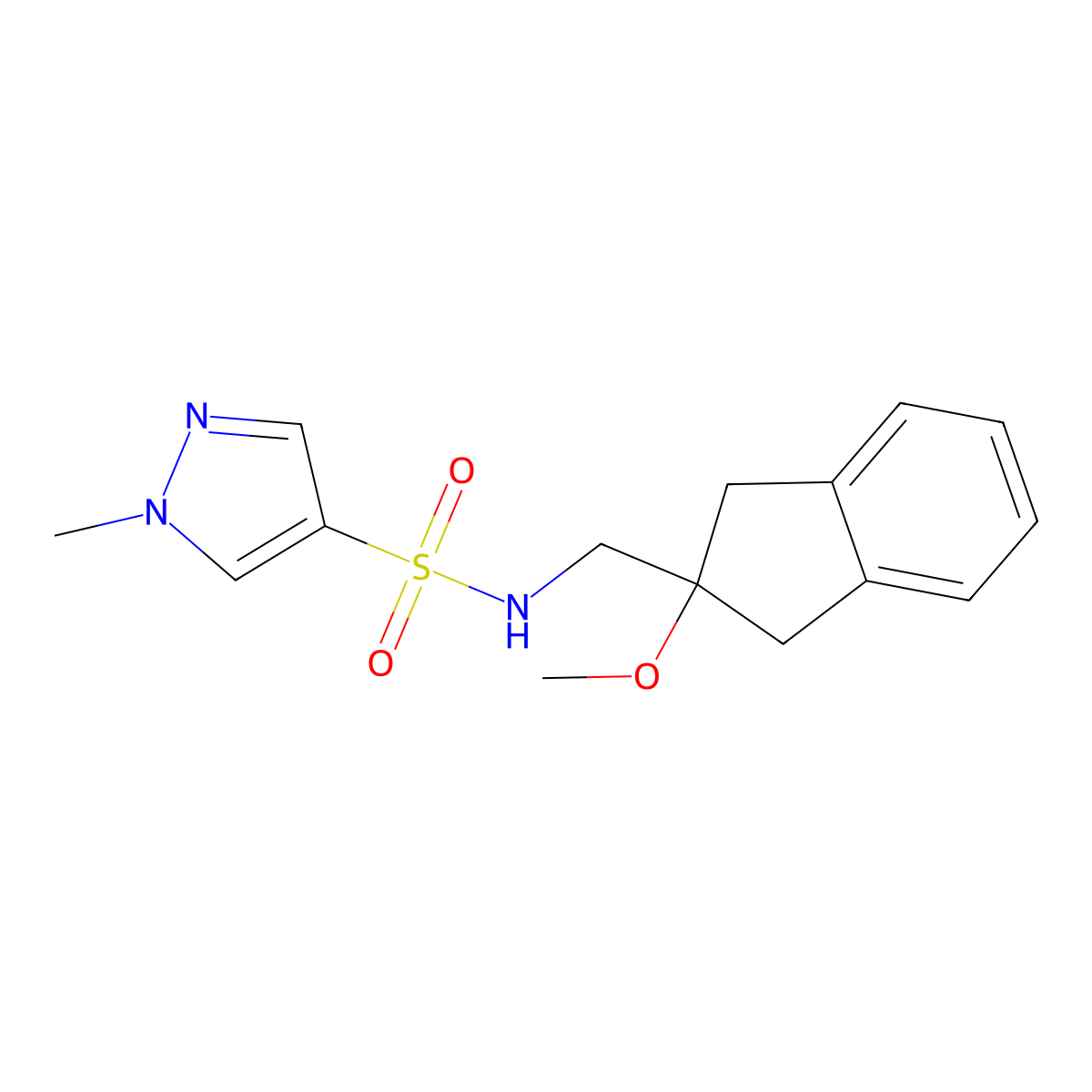 N-[(2-methoxy-2,3-dihydro-1H-inden-2-yl)methyl]-1-methyl-1H-pyrazole-4-sulfonamide molecular structure, CAS 2034411-17-9