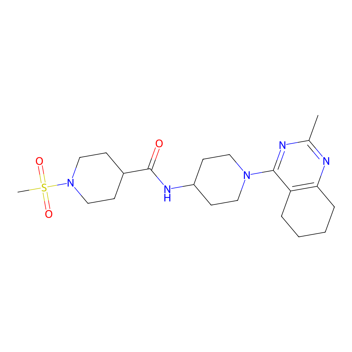N-(1-(2-methyl-5,6,7,8-tetrahydroquinazolin-4-yl)piperidin-4-yl)-1-(methylsulfonyl)piperidine-4-carboxamide molecular structure, CAS 2034411-20-4