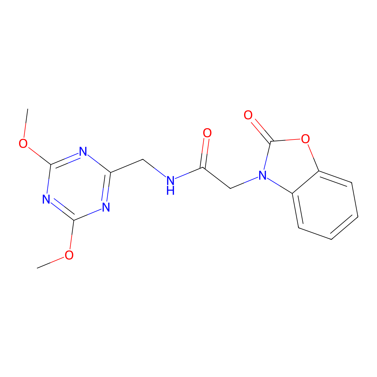 N-[(4,6-dimethoxy-1,3,5-triazin-2-yl)methyl]-2-(2-oxo-2,3-dihydro-1,3-benzoxazol-3-yl)acetamide molecular structure, CAS 2034411-22-6
