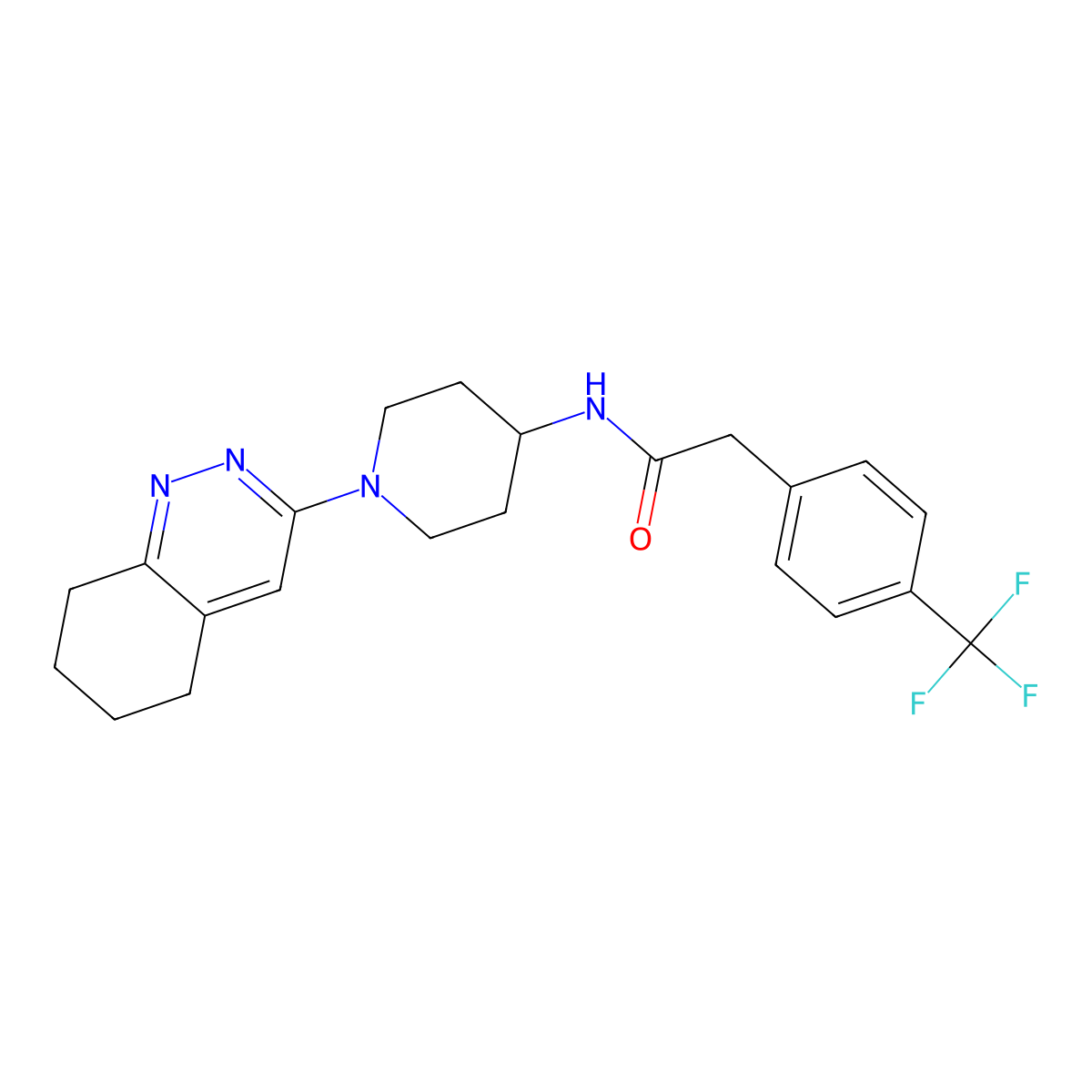 N-[1-(5,6,7,8-tetrahydrocinnolin-3-yl)piperidin-4-yl]-2-[4-(trifluoromethyl)phenyl]acetamide molecular structure, CAS 2034411-23-7