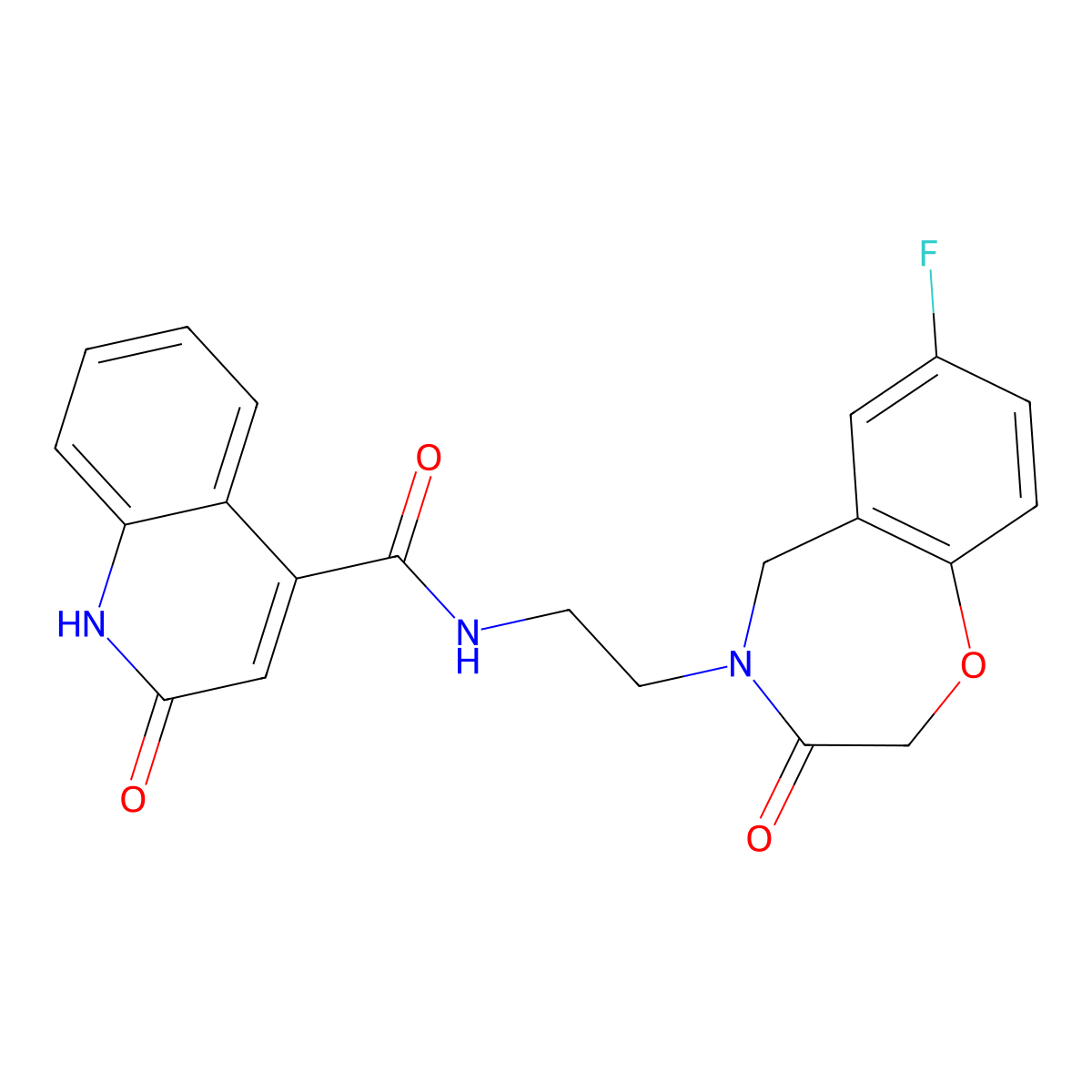 N-(2-(7-fluoro-3-oxo-2,3-dihydrobenzo[f][1,4]oxazepin-4(5H)-yl)ethyl)-2-hydroxyquinoline-4-carboxamide molecular structure, CAS 2034411-24-8