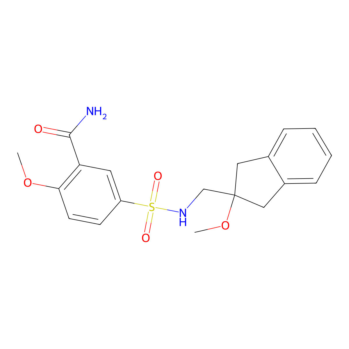 2-methoxy-5-(N-((2-methoxy-2,3-dihydro-1H-inden-2-yl)methyl)sulfamoyl)benzamide molecular structure, CAS 2034411-25-9