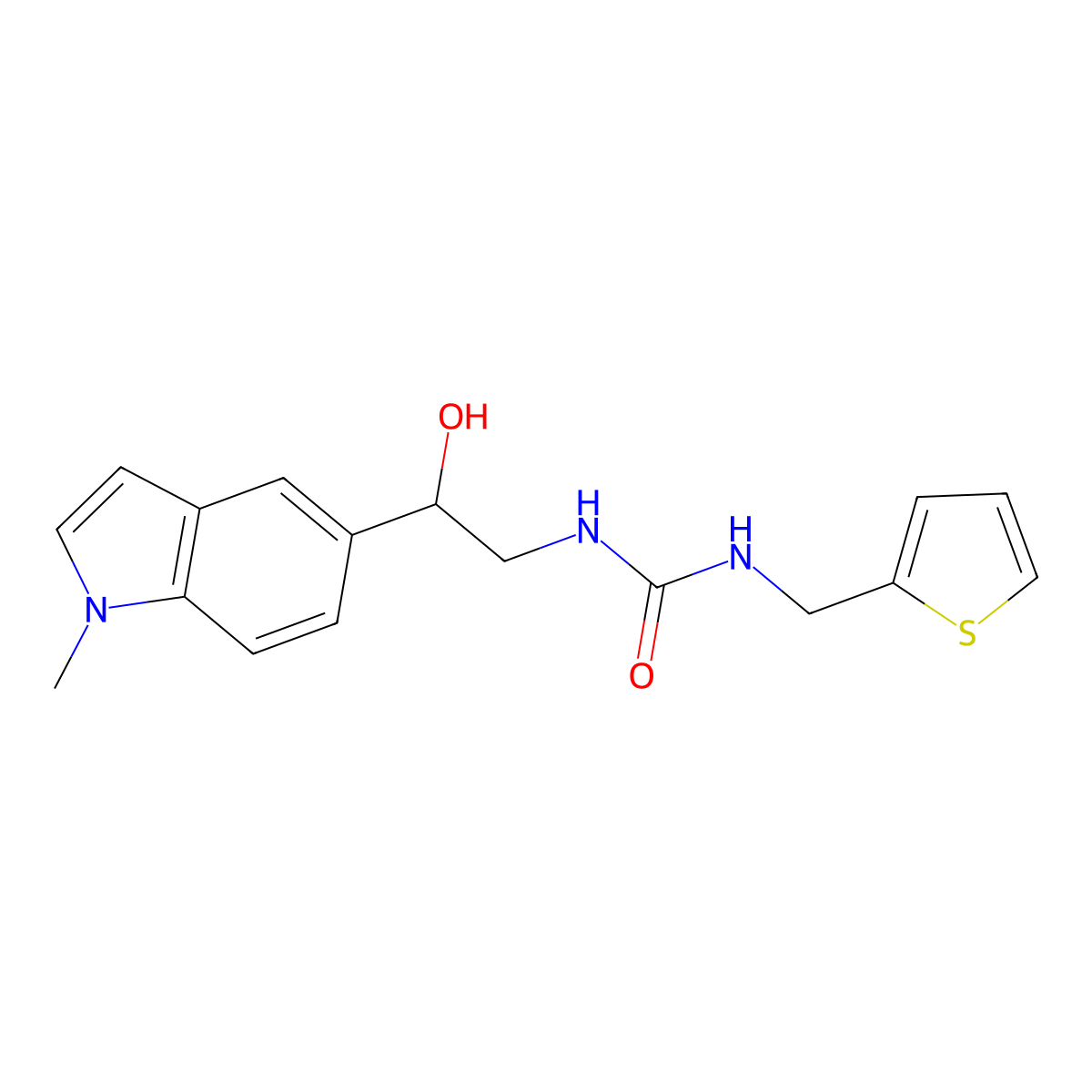 1-(2-hydroxy-2-(1-methyl-1H-indol-5-yl)ethyl)-3-(thiophen-2-ylmethyl)urea molecular structure, CAS 2034411-29-3