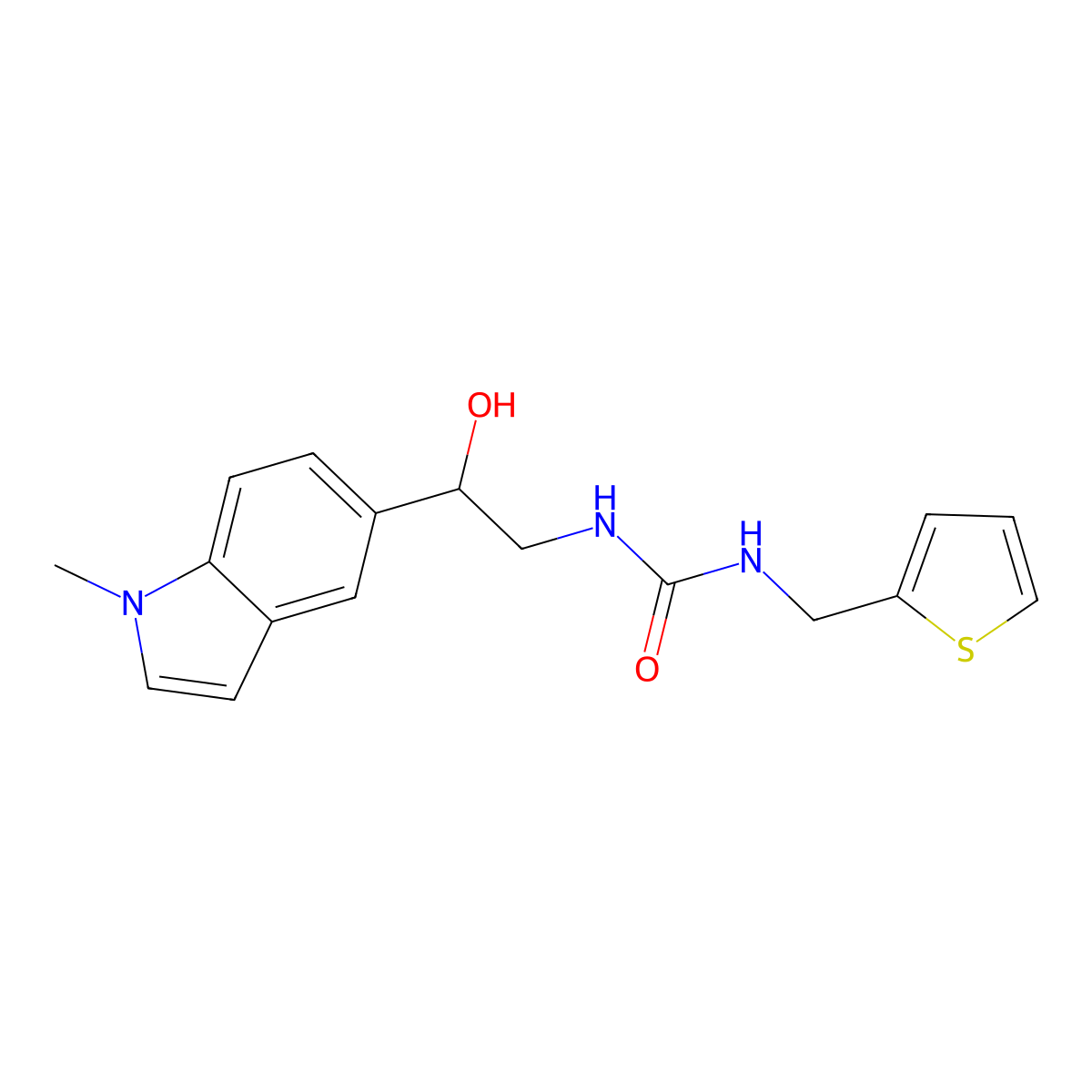 1-(2-hydroxy-2-(1-methyl-1H-indol-5-yl)ethyl)-3-(thiophen-2-ylmethyl)urea molecular structure, CAS 2034411-29-3