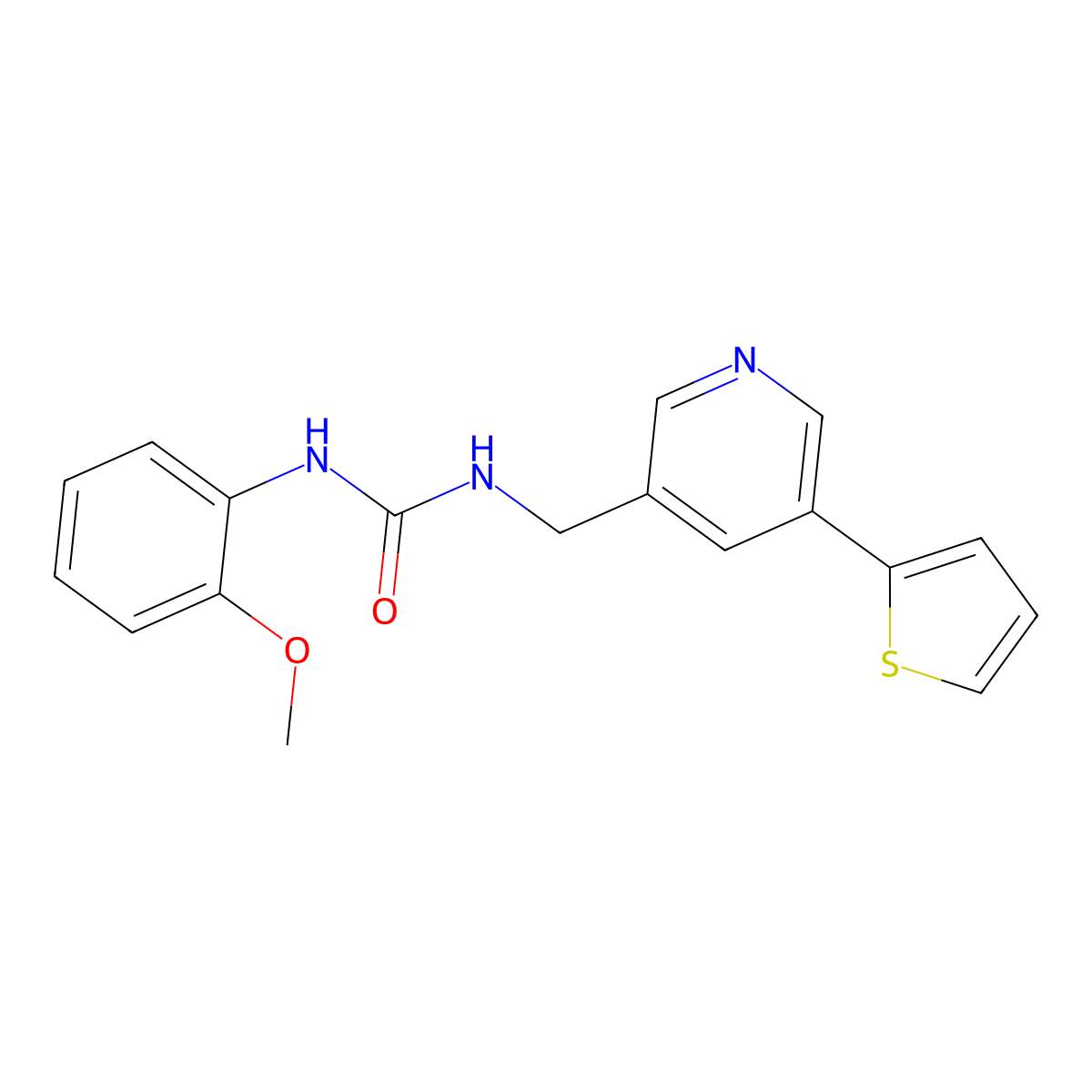 1-(2-Methoxyphenyl)-3-((5-(thiophen-2-yl)pyridin-3-yl)methyl)urea molecular structure, CAS 2034411-35-1