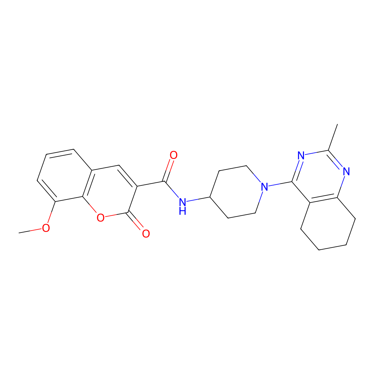 8-methoxy-N-(1-(2-methyl-5,6,7,8-tetrahydroquinazolin-4-yl)piperidin-4-yl)-2-oxo-2H-chromene-3-carboxamide molecular structure, CAS 2034411-36-2
