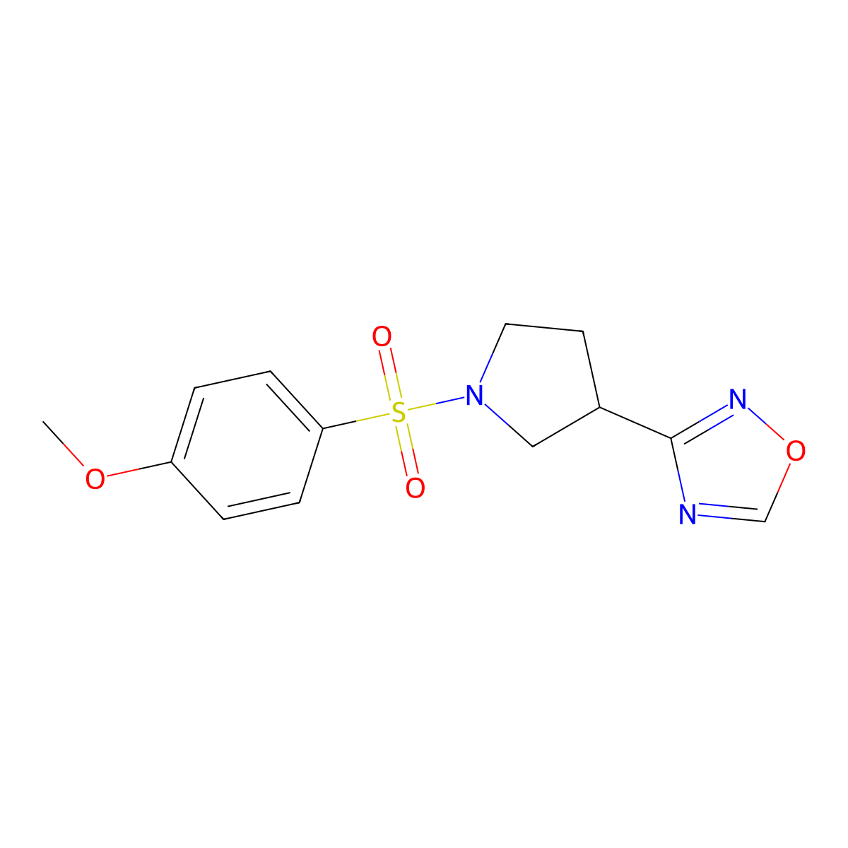 3-(1-((4-Methoxyphenyl)sulfonyl)pyrrolidin-3-yl)-1,2,4-oxadiazole molecular structure, CAS 2034411-40-8