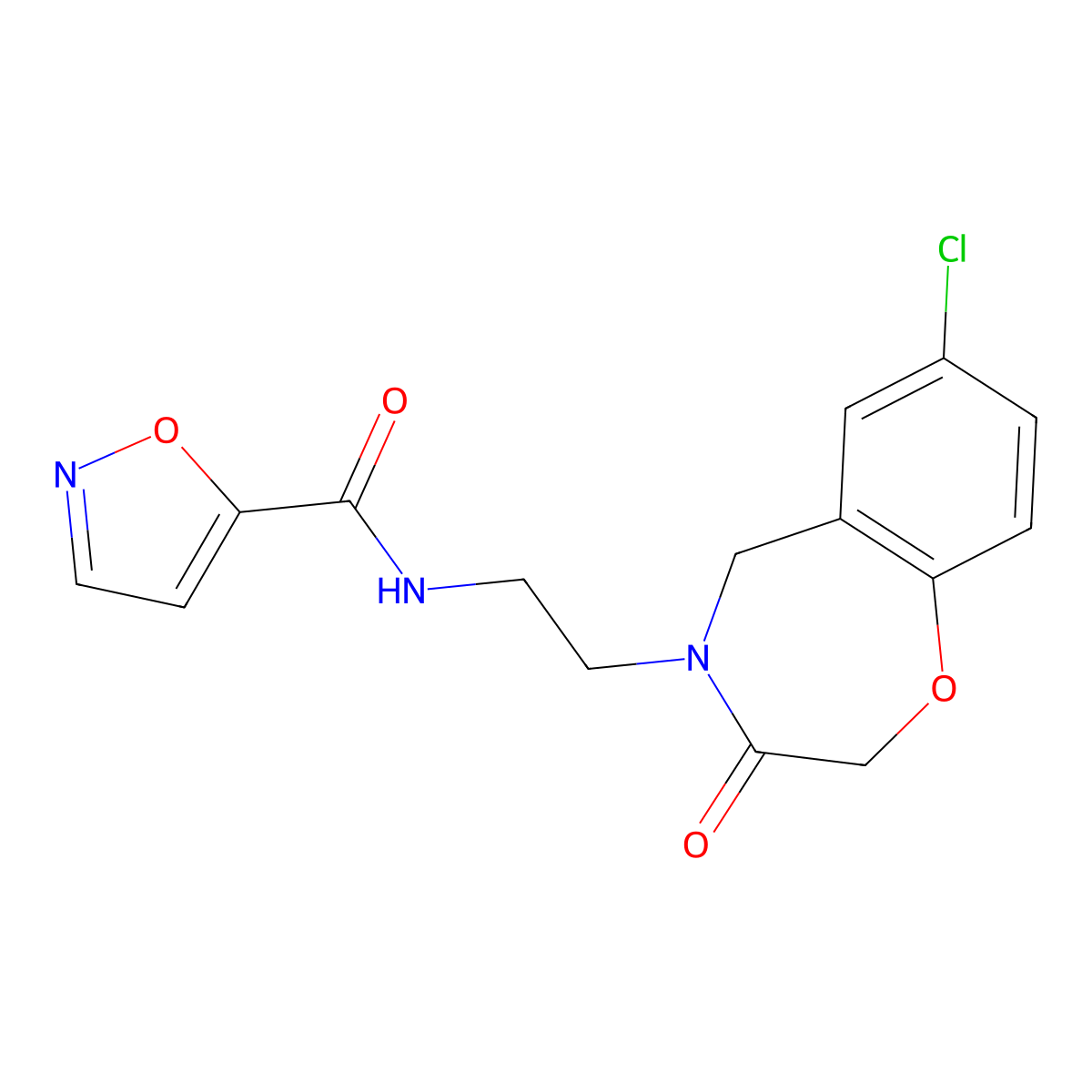 N-(2-(7-chloro-3-oxo-2,3-dihydrobenzo[f][1,4]oxazepin-4(5H)-yl)ethyl)isoxazole-5-carboxamide molecular structure, CAS 2034411-43-1