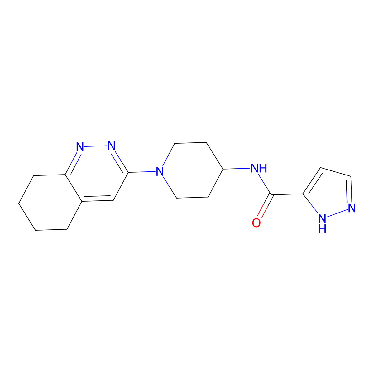 N-(1-(5,6,7,8-tetrahydrocinnolin-3-yl)piperidin-4-yl)-1H-pyrazole-3-carboxamide molecular structure, CAS 2034411-48-6