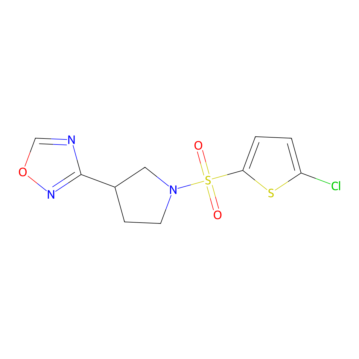 3-(1-((5-Chlorothiophen-2-yl)sulfonyl)pyrrolidin-3-yl)-1,2,4-oxadiazole molecular structure, CAS 2034411-50-0