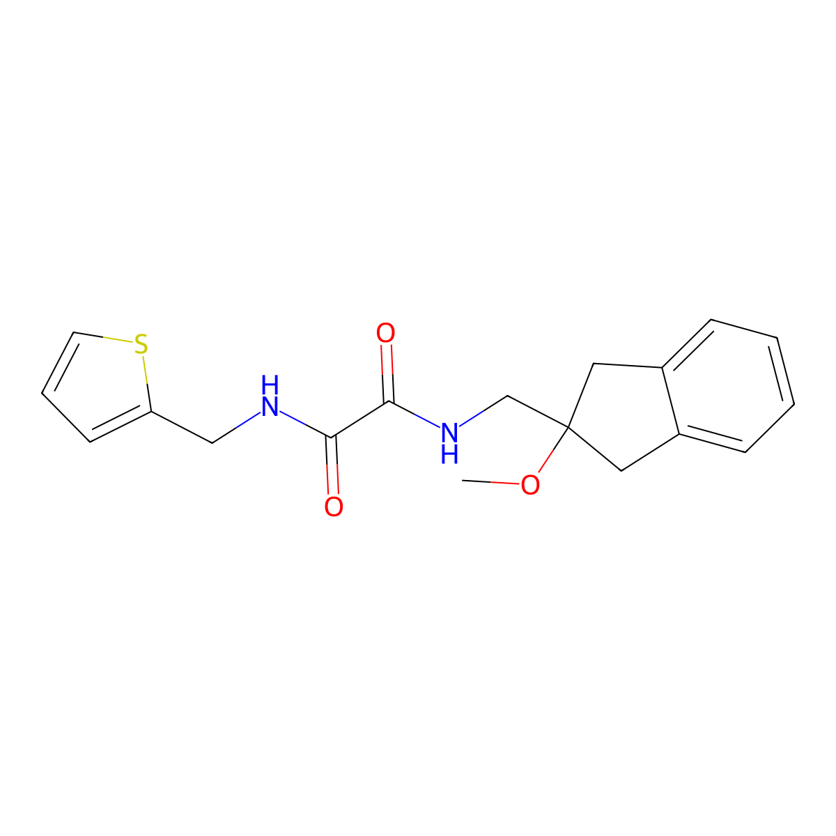 N1-((2-methoxy-2,3-dihydro-1H-inden-2-yl)methyl)-N2-(thiophen-2-ylmethyl)oxalamide molecular structure, CAS 2034411-56-6