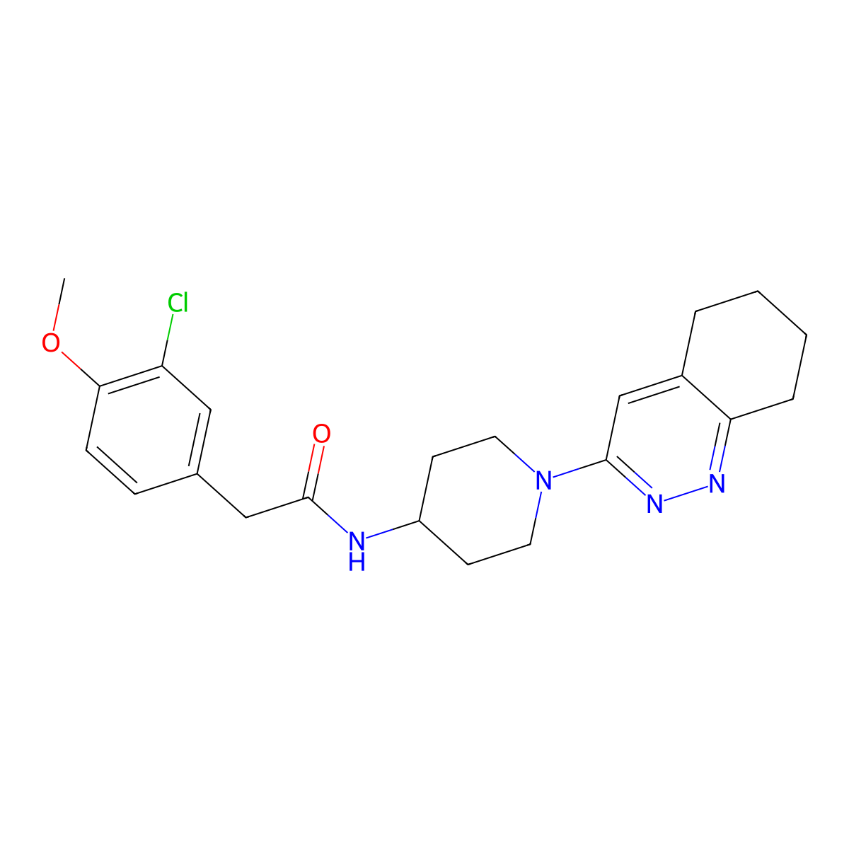 2-(3-chloro-4-methoxyphenyl)-N-[1-(5,6,7,8-tetrahydrocinnolin-3-yl)piperidin-4-yl]acetamide molecular structure, CAS 2034411-59-9