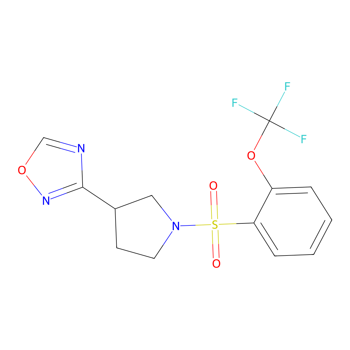 3-(1-((2-(Trifluoromethoxy)phenyl)sulfonyl)pyrrolidin-3-yl)-1,2,4-oxadiazole molecular structure, CAS 2034411-60-2