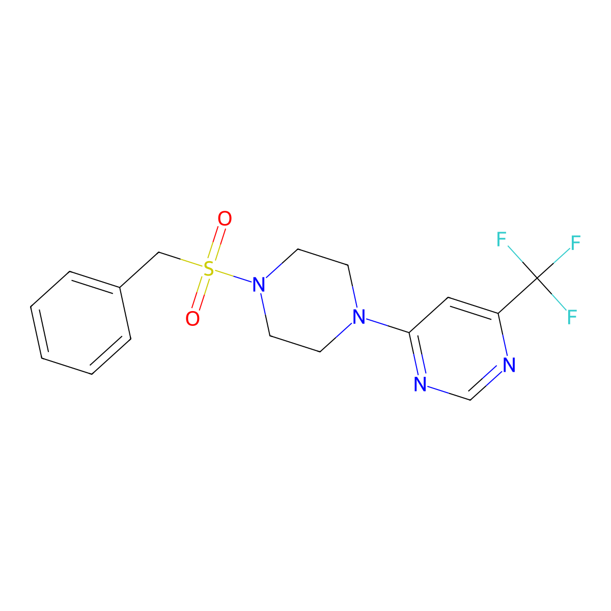 4-(4-(Benzylsulfonyl)piperazin-1-yl)-6-(trifluoromethyl)pyrimidine molecular structure, CAS 2034411-61-3