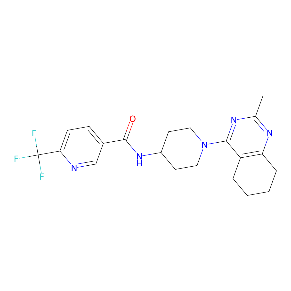 N-(1-(2-methyl-5,6,7,8-tetrahydroquinazolin-4-yl)piperidin-4-yl)-6-(trifluoromethyl)nicotinamide molecular structure, CAS 2034411-63-5