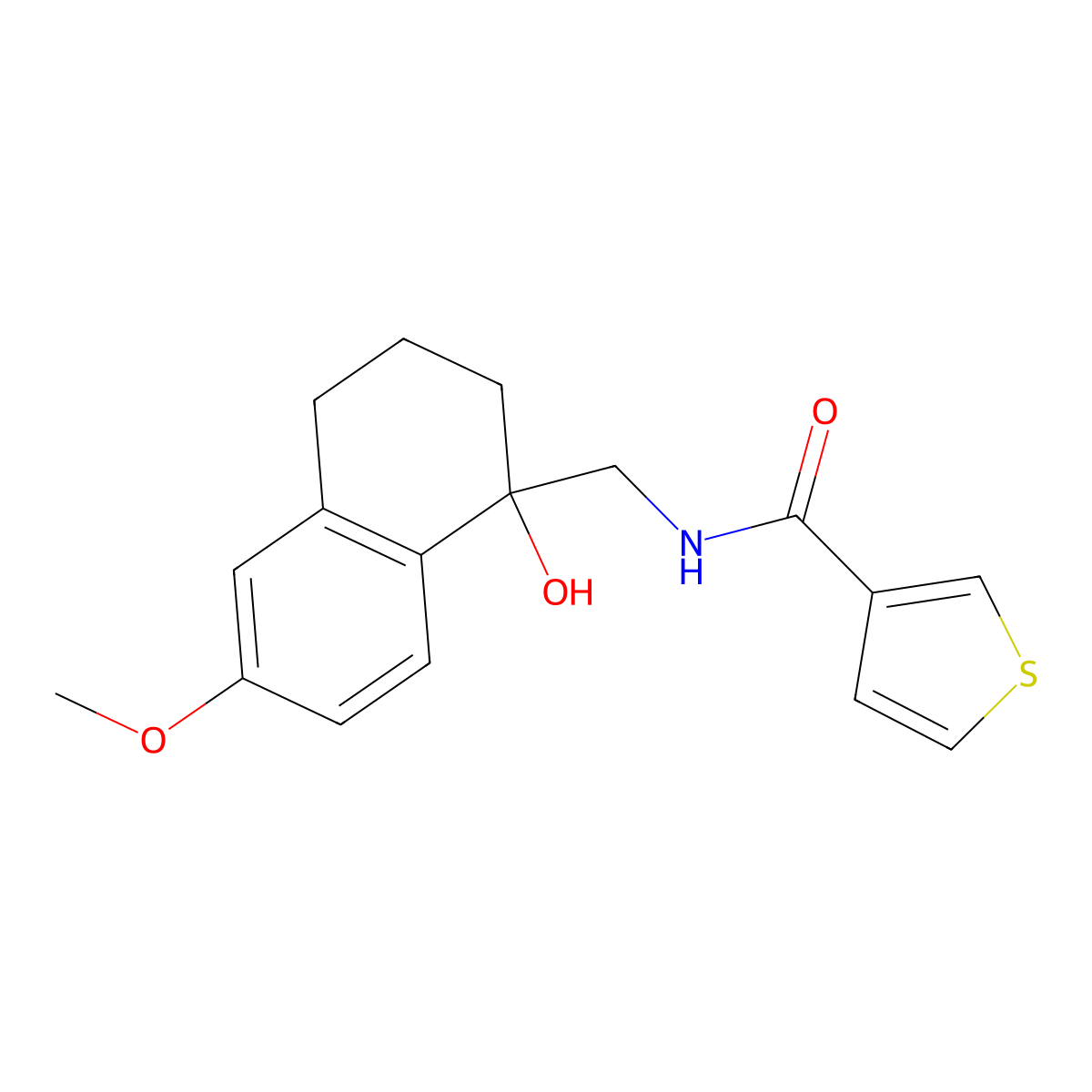 N-[(1-hydroxy-6-methoxy-1,2,3,4-tetrahydronaphthalen-1-yl)methyl]thiophene-3-carboxamide molecular structure, CAS 2034411-65-7