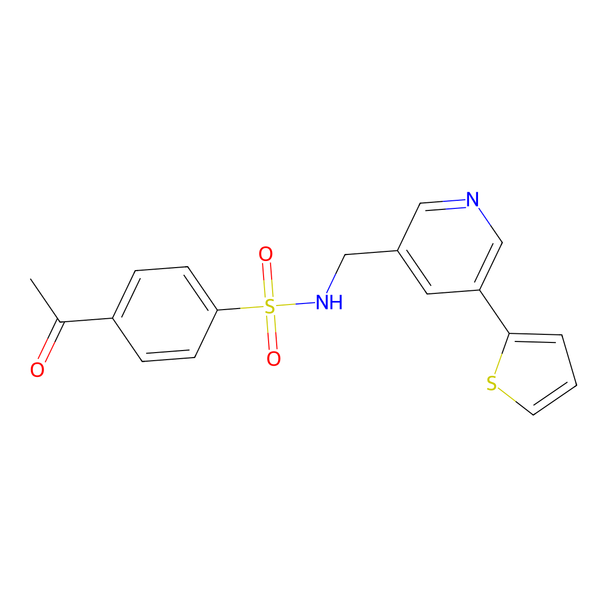 4-acetyl-N-((5-(thiophen-2-yl)pyridin-3-yl)methyl)benzenesulfonamide molecular structure, CAS 2034411-67-9