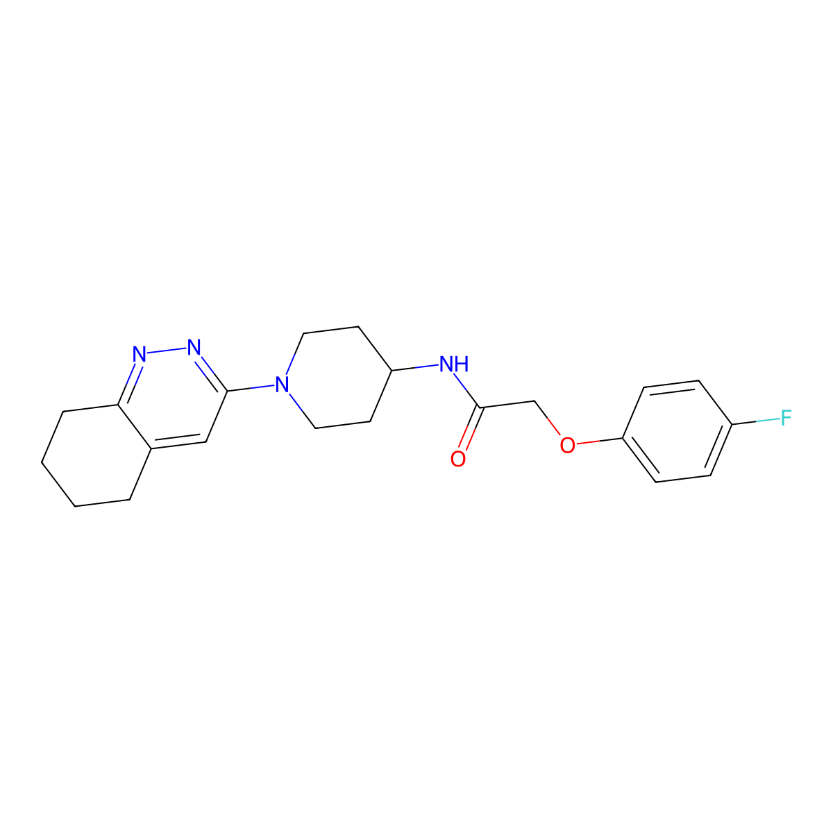 2-(4-fluorophenoxy)-N-[1-(5,6,7,8-tetrahydrocinnolin-3-yl)piperidin-4-yl]acetamide molecular structure, CAS 2034411-68-0
