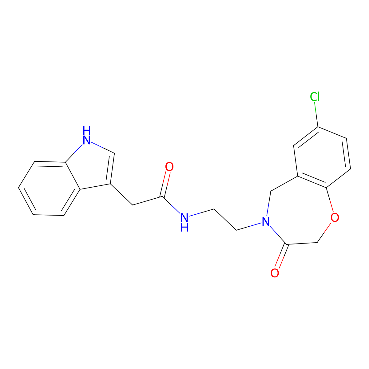 N-(2-(7-chloro-3-oxo-2,3-dihydrobenzo[f][1,4]oxazepin-4(5H)-yl)ethyl)-2-(1H-indol-3-yl)acetamide molecular structure, CAS 2034411-75-9