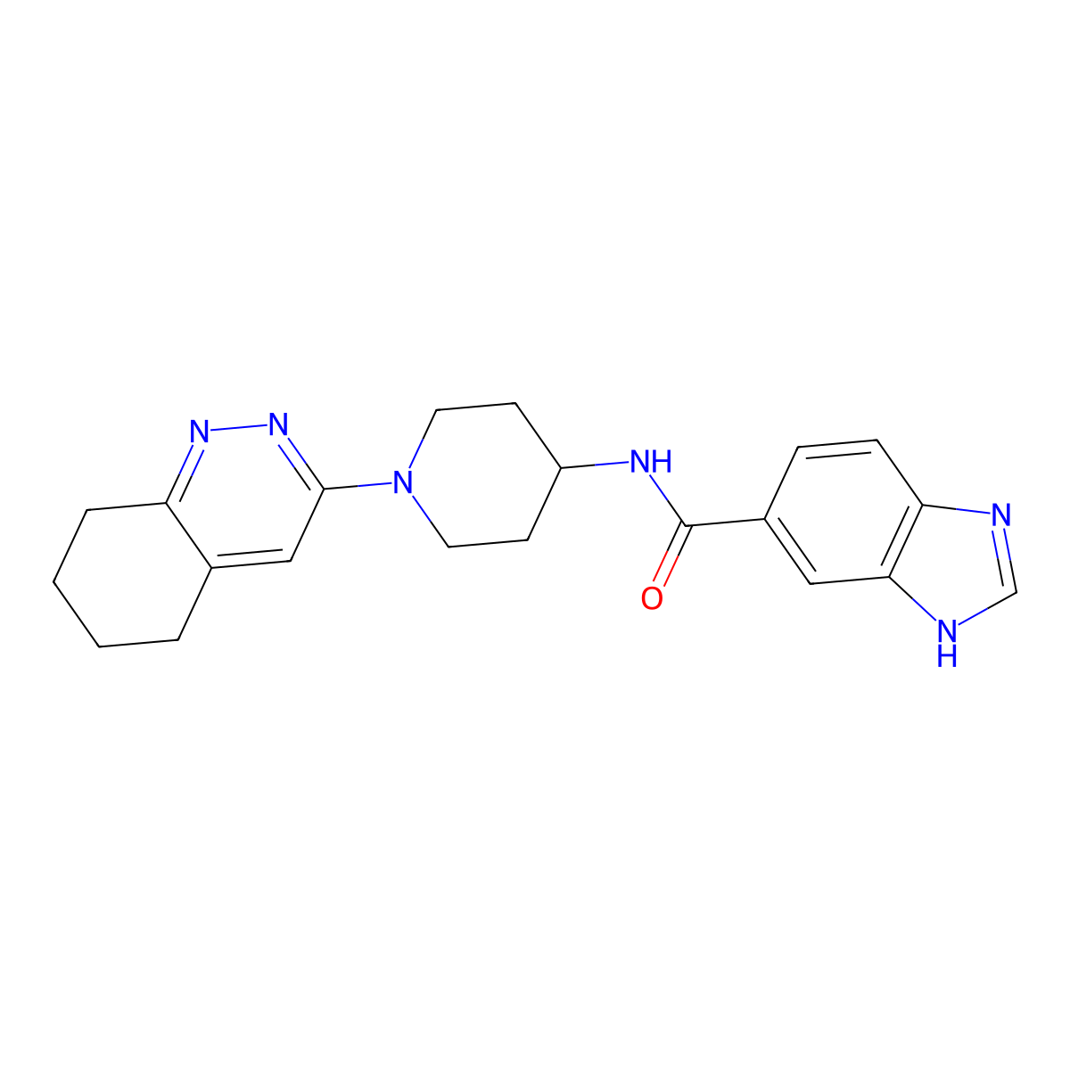 N-(1-(5,6,7,8-tetrahydrocinnolin-3-yl)piperidin-4-yl)-1H-benzo[d]imidazole-5-carboxamide molecular structure, CAS 2034411-76-0