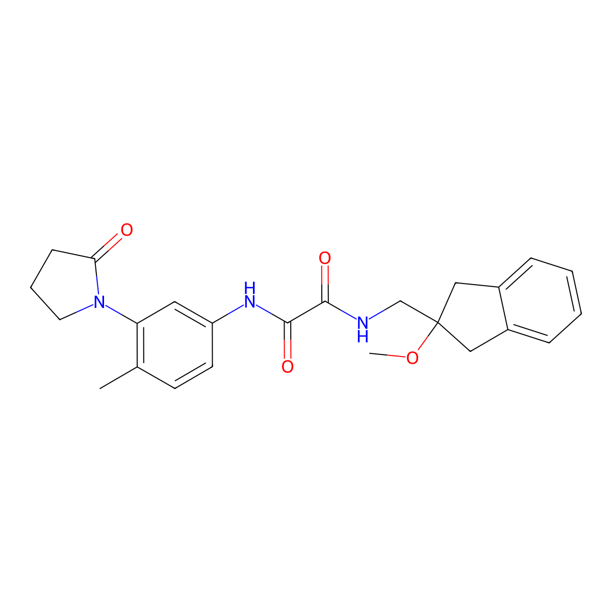 N1-((2-methoxy-2,3-dihydro-1H-inden-2-yl)methyl)-N2-(4-methyl-3-(2-oxopyrrolidin-1-yl)phenyl)oxalamide molecular structure, CAS 2034411-77-1