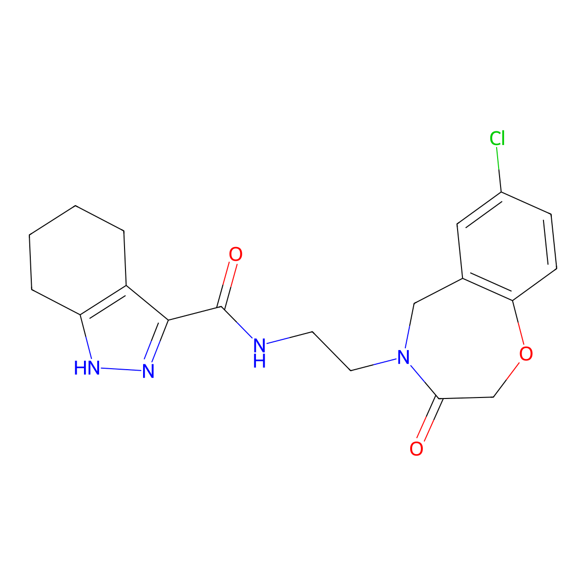 N-(2-(7-chloro-3-oxo-2,3-dihydrobenzo[f][1,4]oxazepin-4(5H)-yl)ethyl)-4,5,6,7-tetrahydro-1H-indazole-3-carboxamide molecular structure, CAS 2034411-81-7