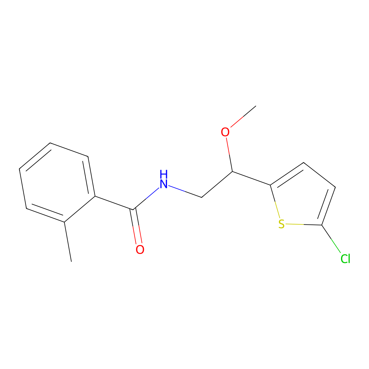 N-[2-(5-chlorothiophen-2-yl)-2-methoxyethyl]-2-methylbenzamide molecular structure, CAS 2034411-82-8