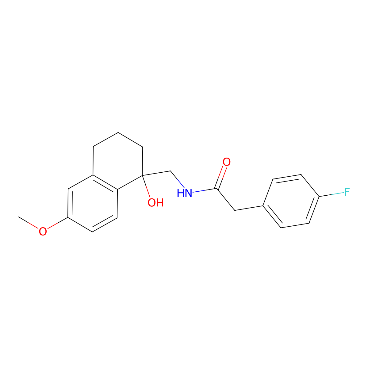 2-(4-fluorophenyl)-N-[(1-hydroxy-6-methoxy-1,2,3,4-tetrahydronaphthalen-1-yl)methyl]acetamide molecular structure, CAS 2034411-87-3