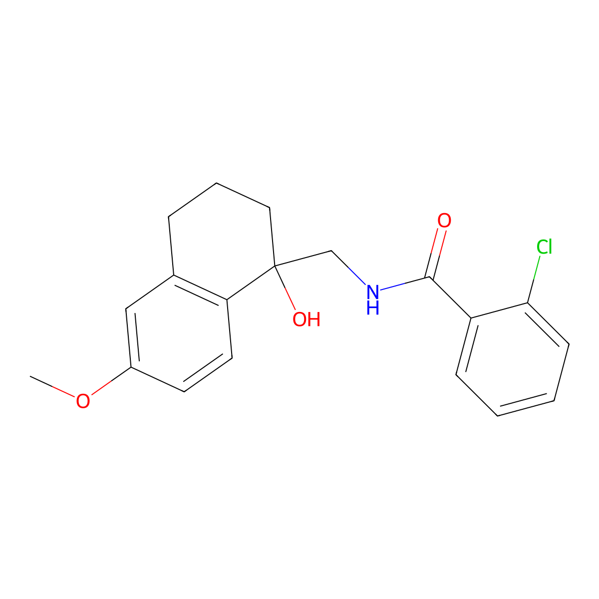 2-chloro-N-[(1-hydroxy-6-methoxy-1,2,3,4-tetrahydronaphthalen-1-yl)methyl]benzamide molecular structure, CAS 2034411-90-8