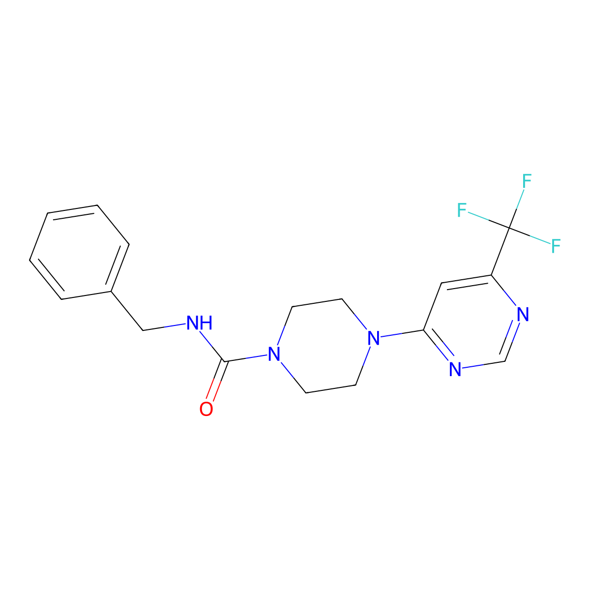 N-benzyl-4-[6-(trifluoromethyl)pyrimidin-4-yl]piperazine-1-carboxamide molecular structure, CAS 2034411-94-2