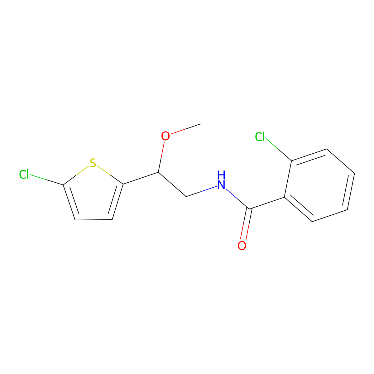 2-chloro-N-[2-(5-chlorothiophen-2-yl)-2-methoxyethyl]benzamide molecular structure, CAS 2034412-00-3