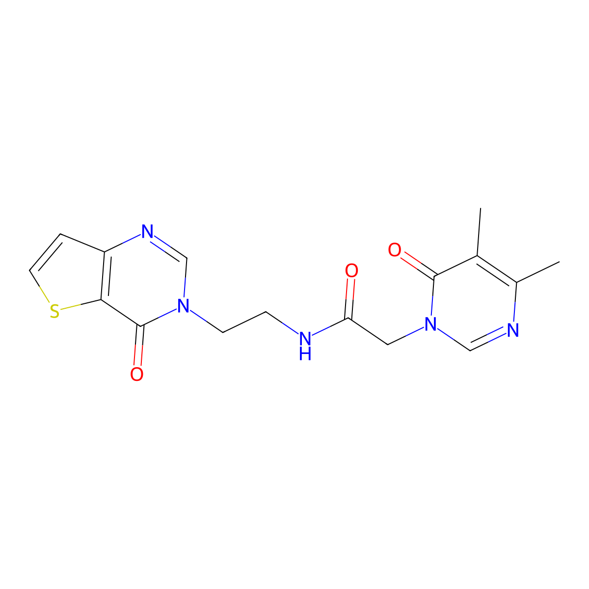 2-(4,5-dimethyl-6-oxopyrimidin-1(6H)-yl)-N-(2-(4-oxothieno[3,2-d]pyrimidin-3(4H)-yl)ethyl)acetamide molecular structure, CAS 2034412-03-6