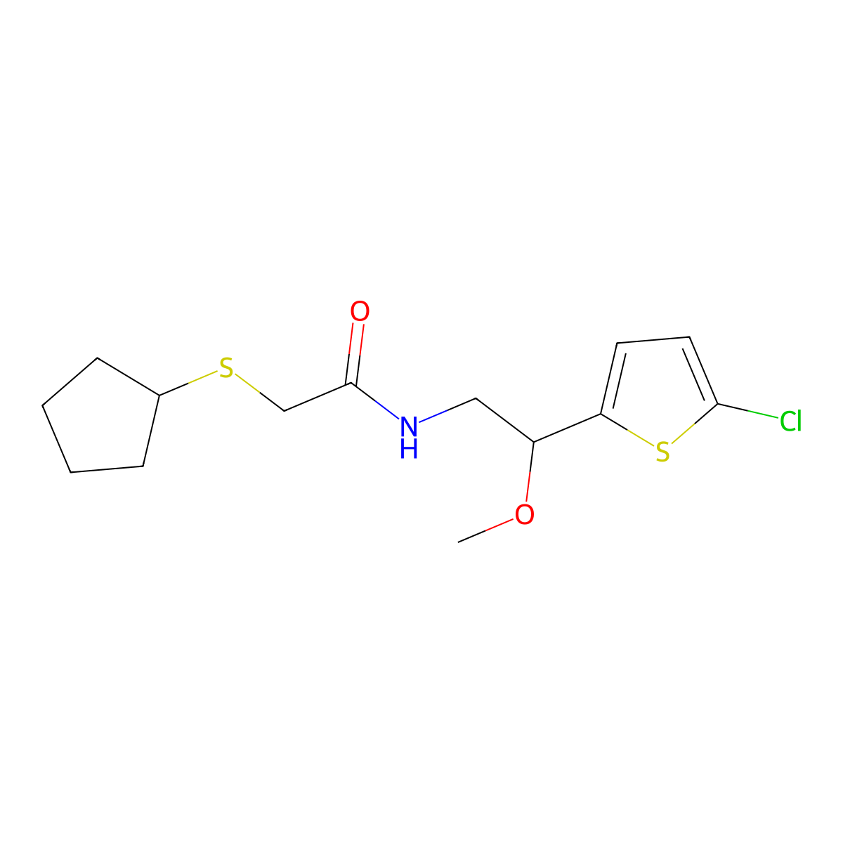 N-(2-(5-chlorothiophen-2-yl)-2-methoxyethyl)-2-(cyclopentylthio)acetamide molecular structure, CAS 2034412-05-8