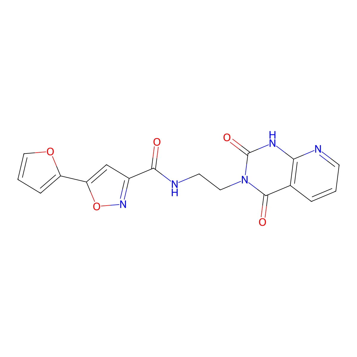 N-(2-(2,4-dioxo-1,2-dihydropyrido[2,3-d]pyrimidin-3(4H)-yl)ethyl)-5-(furan-2-yl)isoxazole-3-carboxamide molecular structure, CAS 2034412-07-0