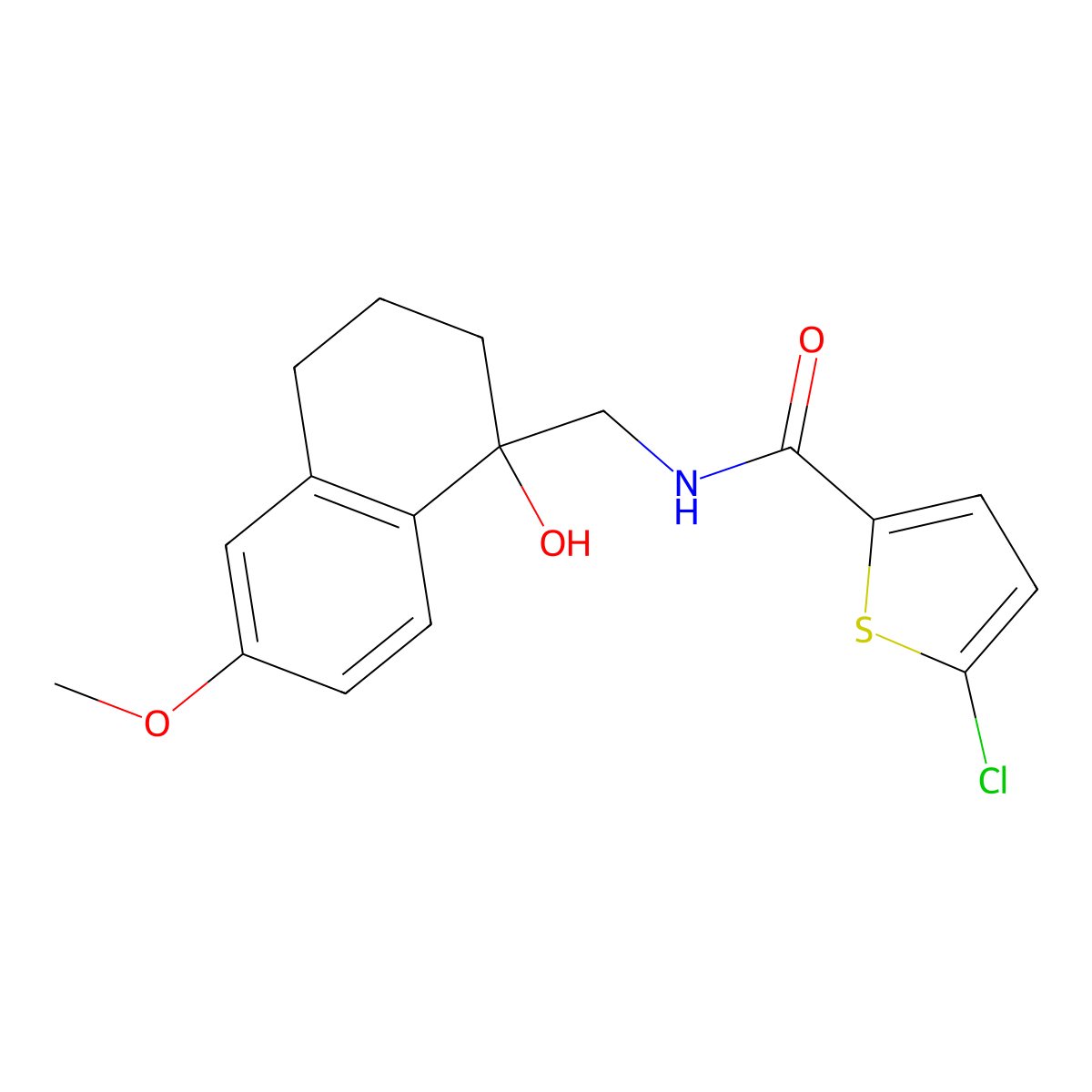 5-chloro-N-[(1-hydroxy-6-methoxy-1,2,3,4-tetrahydronaphthalen-1-yl)methyl]thiophene-2-carboxamide molecular structure, CAS 2034412-08-1