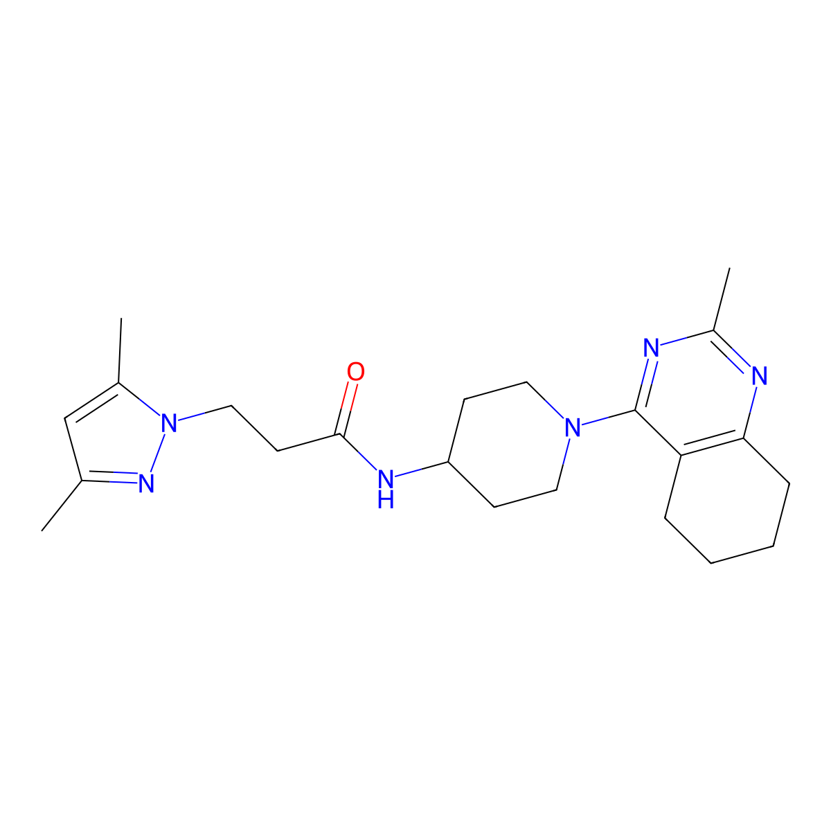 3-(3,5-dimethyl-1H-pyrazol-1-yl)-N-[1-(2-methyl-5,6,7,8-tetrahydroquinazolin-4-yl)piperidin-4-yl]propanamide molecular structure, CAS 2034412-09-2