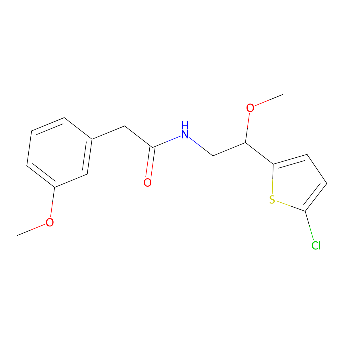N-[2-(5-chlorothiophen-2-yl)-2-methoxyethyl]-2-(3-methoxyphenyl)acetamide molecular structure, CAS 2034412-16-1