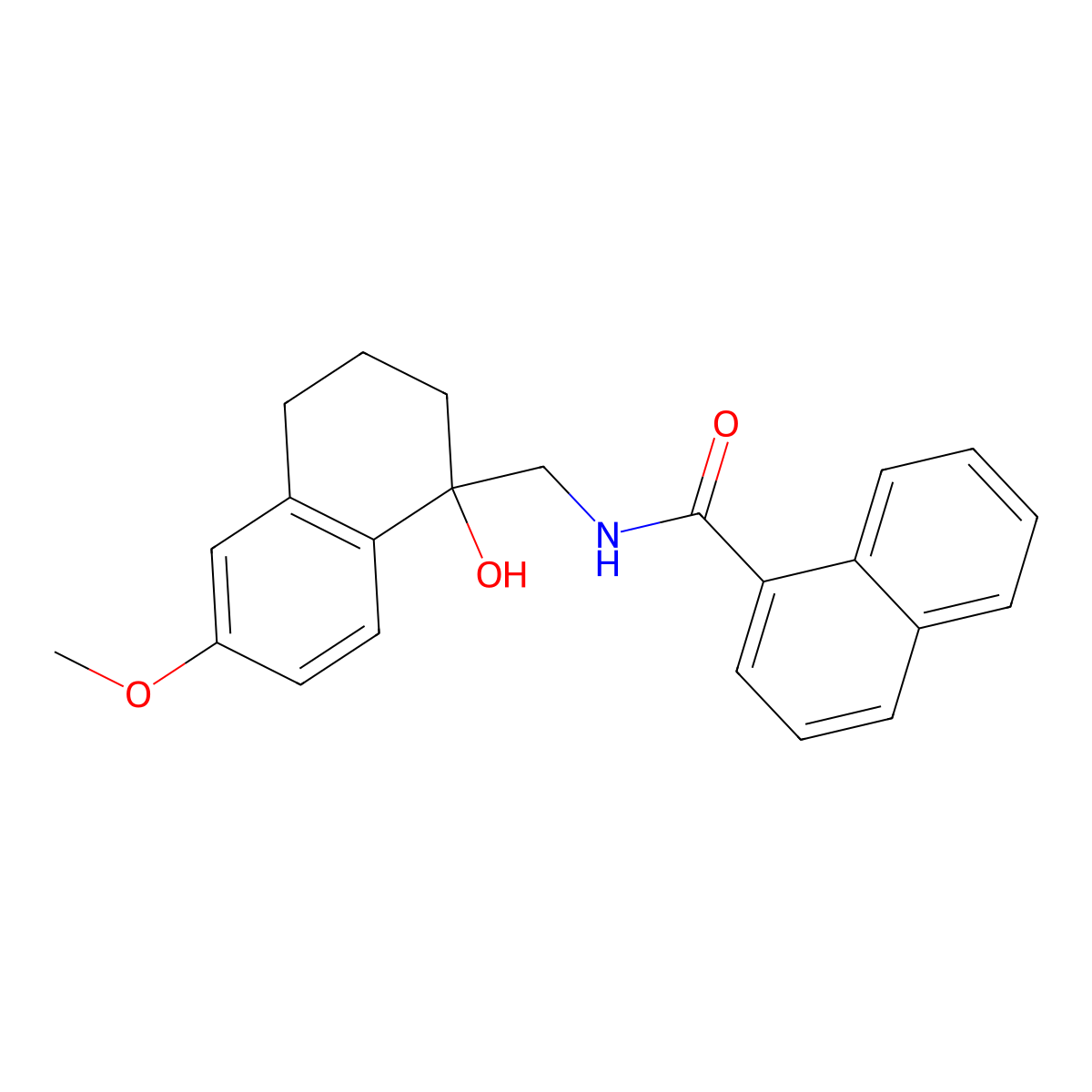 N-((1-hydroxy-6-methoxy-1,2,3,4-tetrahydronaphthalen-1-yl)methyl)-1-naphthamide molecular structure, CAS 2034412-24-1