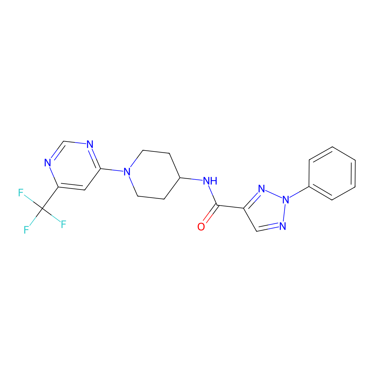 2-phenyl-N-{1-[6-(trifluoromethyl)pyrimidin-4-yl]piperidin-4-yl}-2H-1,2,3-triazole-4-carboxamide molecular structure, CAS 2034412-26-3