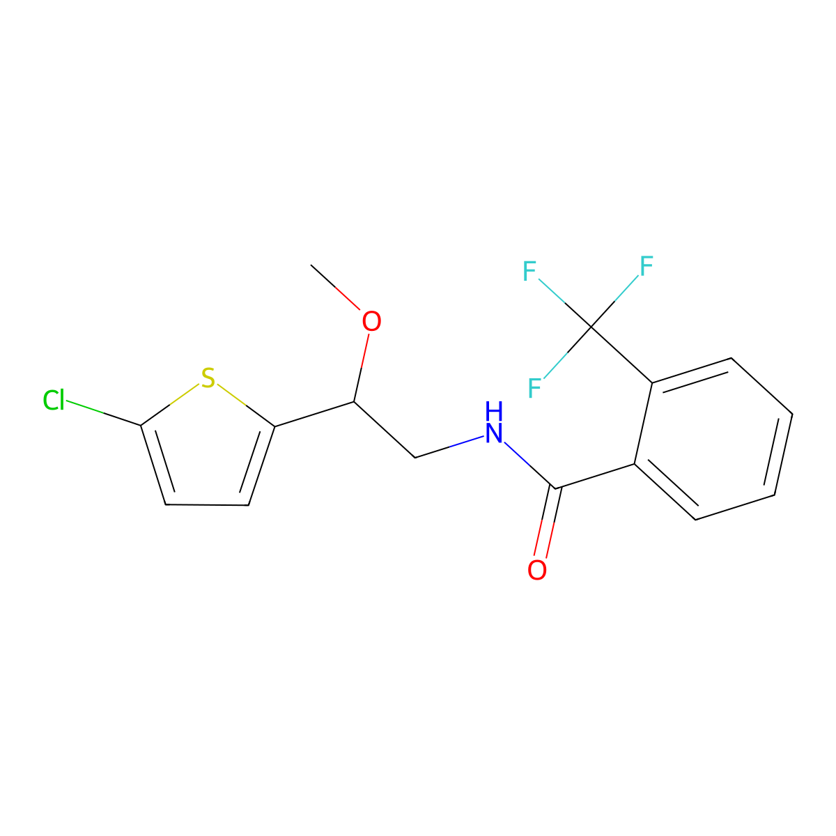 N-[2-(5-chlorothiophen-2-yl)-2-methoxyethyl]-2-(trifluoromethyl)benzamide molecular structure, CAS 2034412-27-4