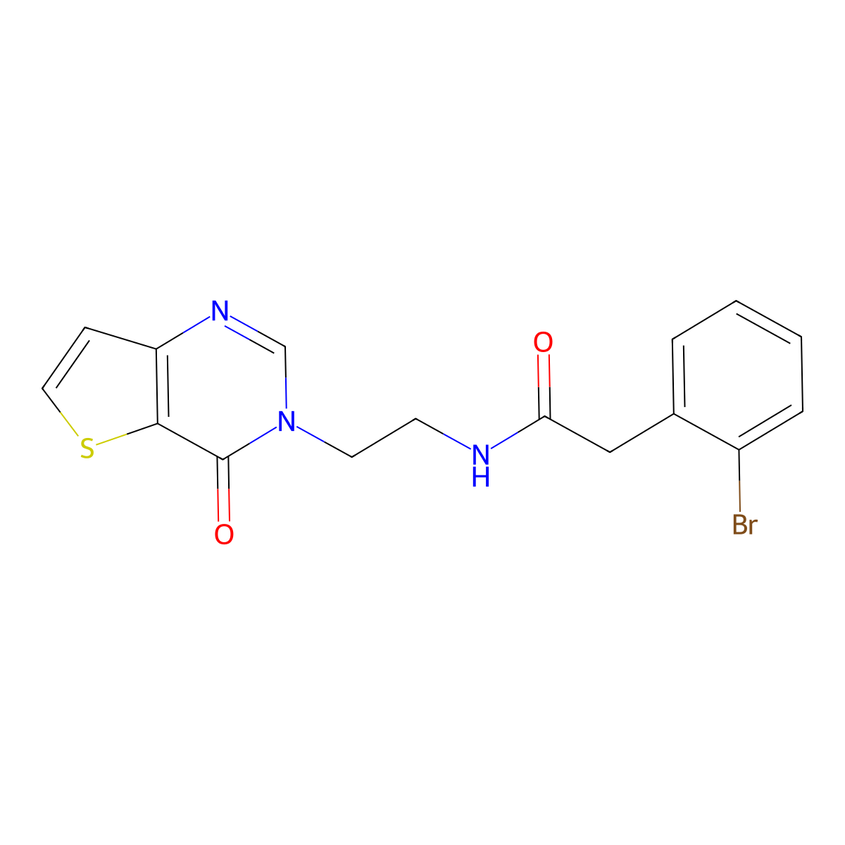 2-(2-bromophenyl)-N-(2-(4-oxothieno[3,2-d]pyrimidin-3(4H)-yl)ethyl)acetamide molecular structure, CAS 2034412-28-5