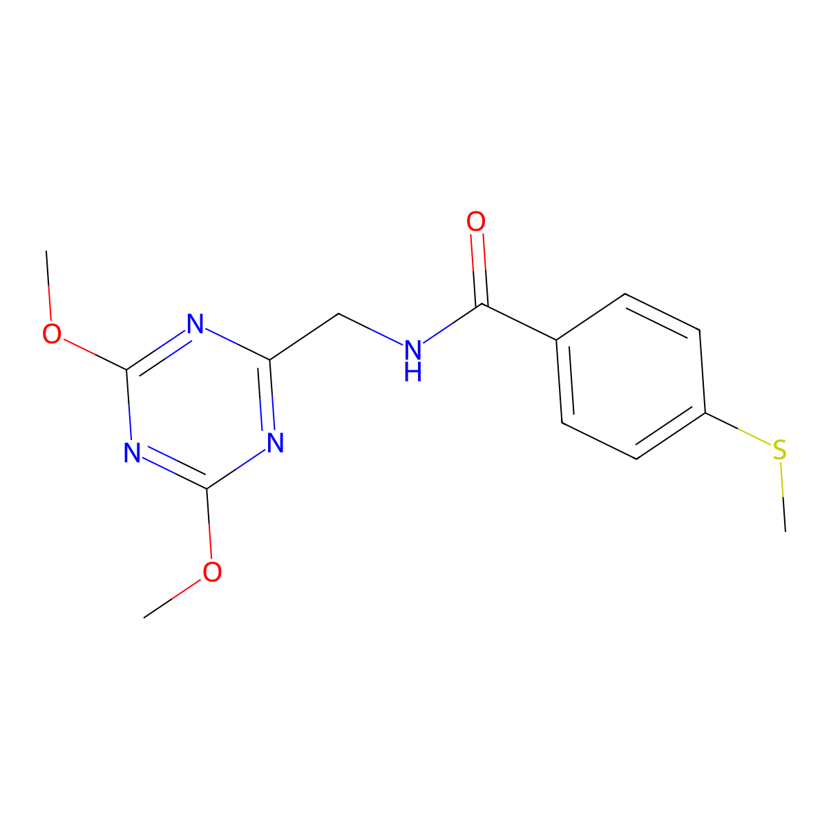 N-((4,6-dimethoxy-1,3,5-triazin-2-yl)methyl)-4-(methylthio)benzamide molecular structure, CAS 2034412-31-0