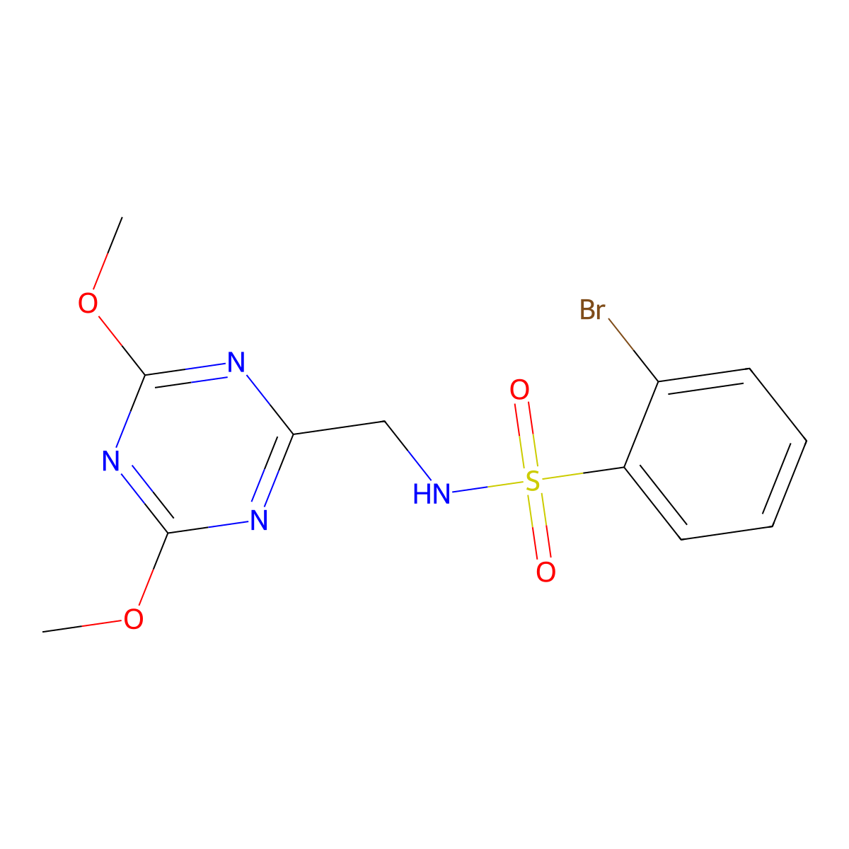 2-bromo-N-((4,6-dimethoxy-1,3,5-triazin-2-yl)methyl)benzenesulfonamide molecular structure, CAS 2034412-34-3