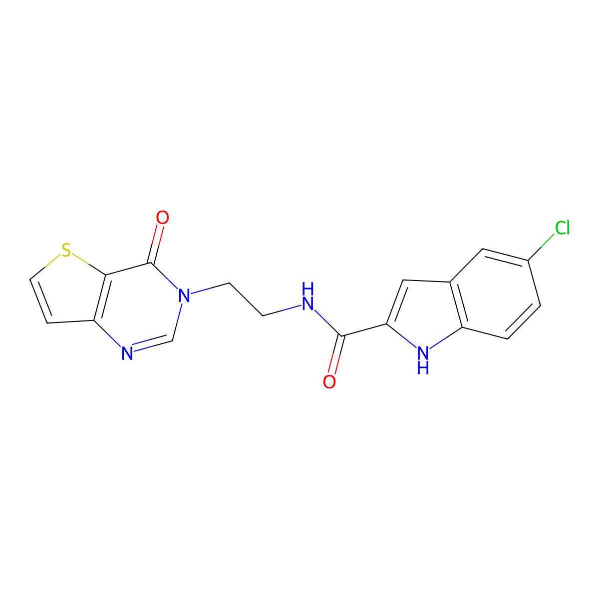 5-chloro-N-(2-(4-oxothieno[3,2-d]pyrimidin-3(4H)-yl)ethyl)-1H-indole-2-carboxamide molecular structure, CAS 2034412-36-5