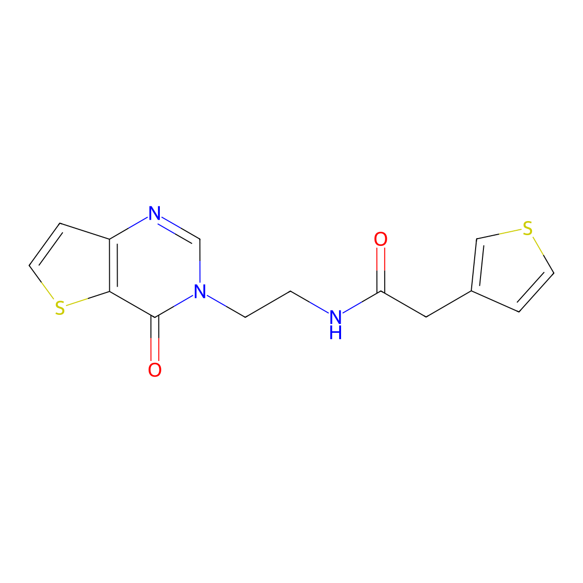 N-(2-(4-oxothieno[3,2-d]pyrimidin-3(4H)-yl)ethyl)-2-(thiophen-3-yl)acetamide molecular structure, CAS 2034412-42-3