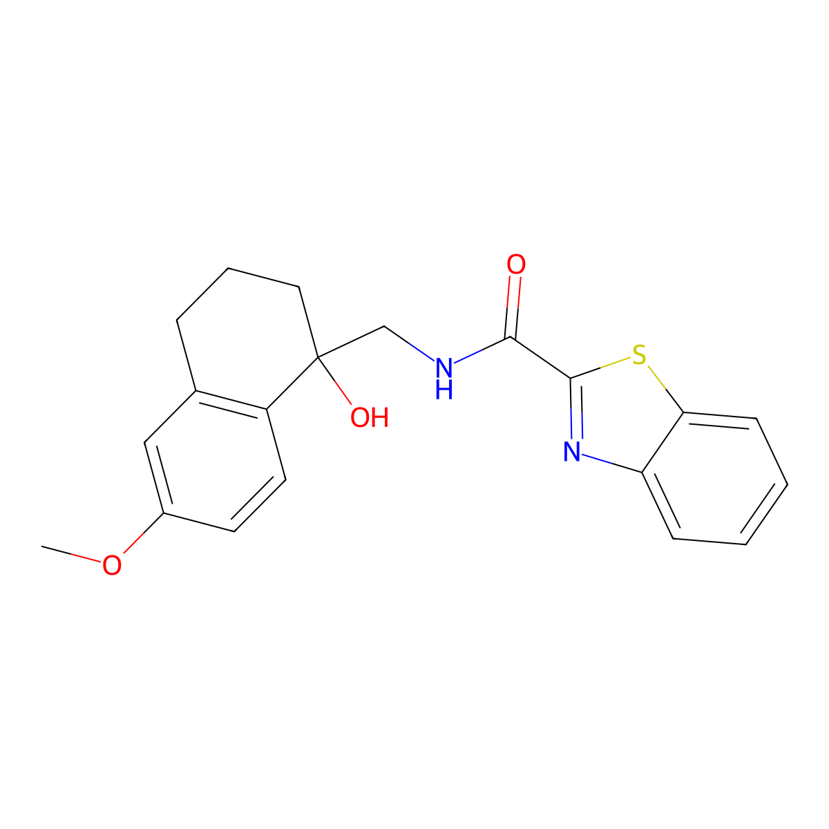 N-((1-hydroxy-6-methoxy-1,2,3,4-tetrahydronaphthalen-1-yl)methyl)benzo[d]thiazole-2-carboxamide molecular structure, CAS 2034412-43-4