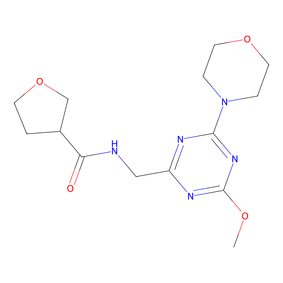 N-((4-methoxy-6-morpholino-1,3,5-triazin-2-yl)methyl)tetrahydrofuran-3-carboxamide molecular structure, CAS 2034412-50-3