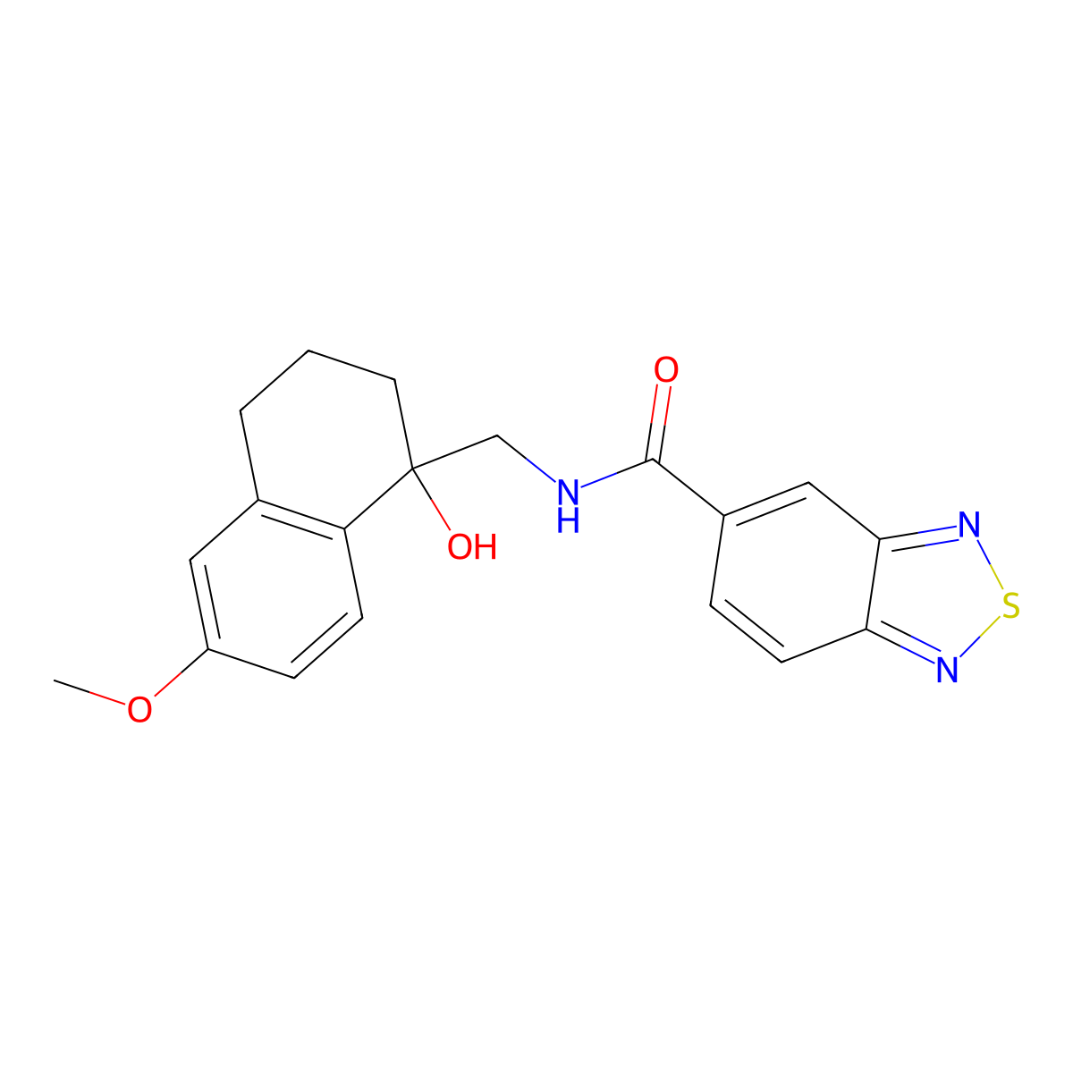 N-((1-hydroxy-6-methoxy-1,2,3,4-tetrahydronaphthalen-1-yl)methyl)benzo[c][1,2,5]thiadiazole-5-carboxamide molecular structure, CAS 2034412-52-5