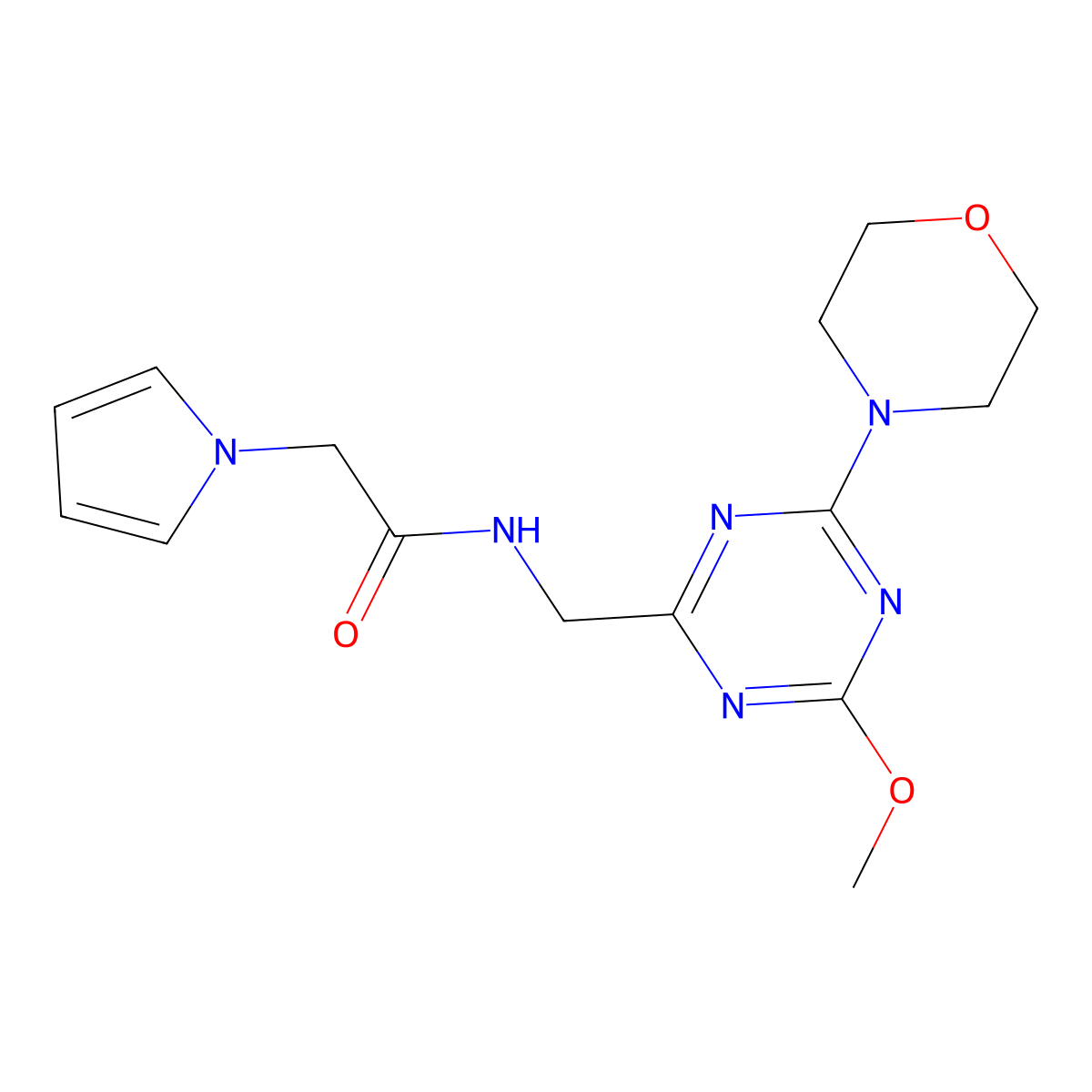 N-((4-methoxy-6-morpholino-1,3,5-triazin-2-yl)methyl)-2-(1H-pyrrol-1-yl)acetamide molecular structure, CAS 2034412-55-8